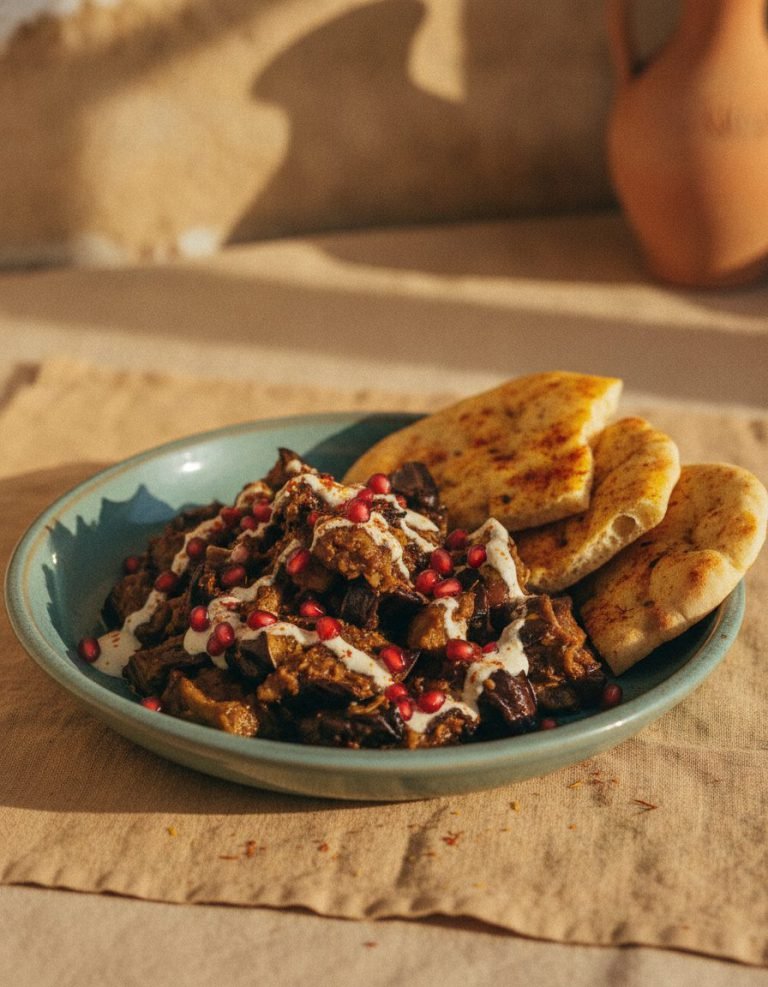 Smoky Eggplant Mezze with Pomegranate