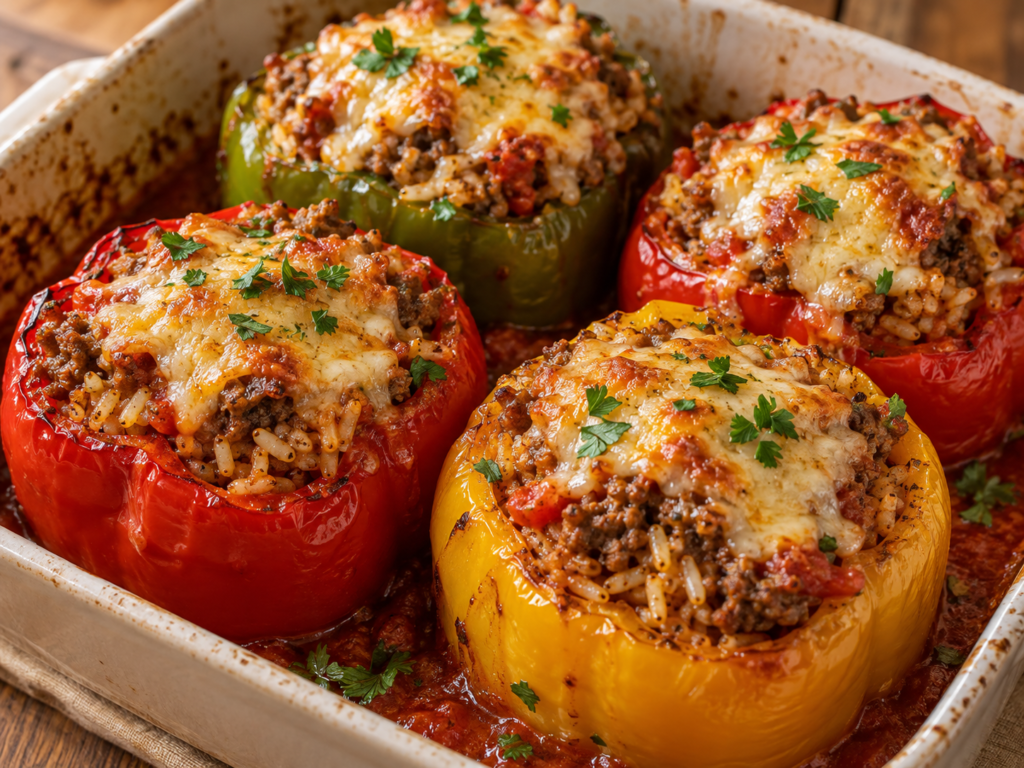 Cheesy Homestyle Stuffed Bell Peppers